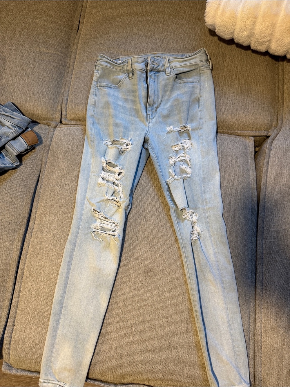 American Eagle Outfitters Light Blue Ripped Skinny Jeans